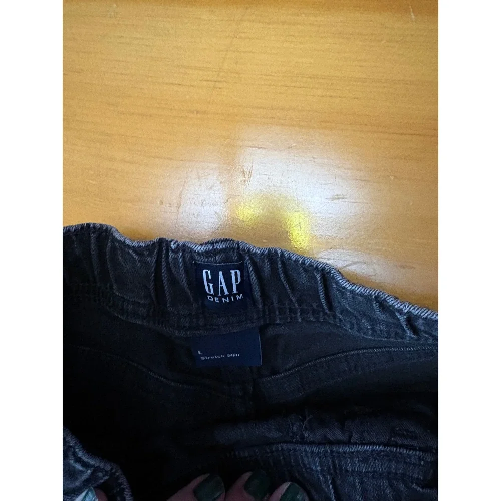 Gap Kids Girls Stretch Slim Jeans Black Pull On Elastic Waist Size L 10-11